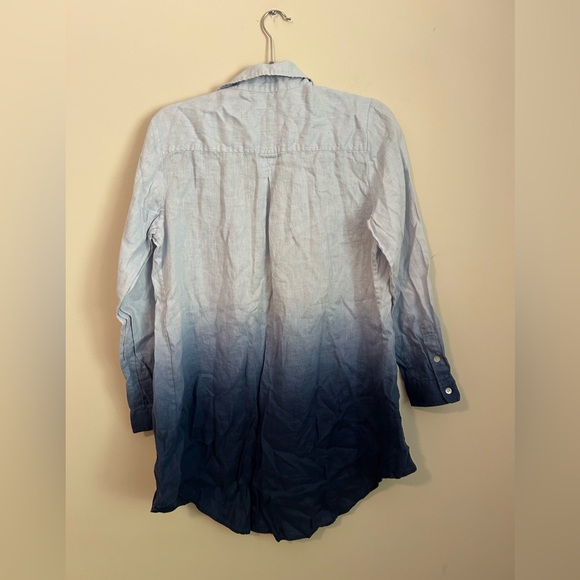 Soft Surroundings Blue Ombre Linen Button Front Tunic Size Medium - Picture 5 of 5